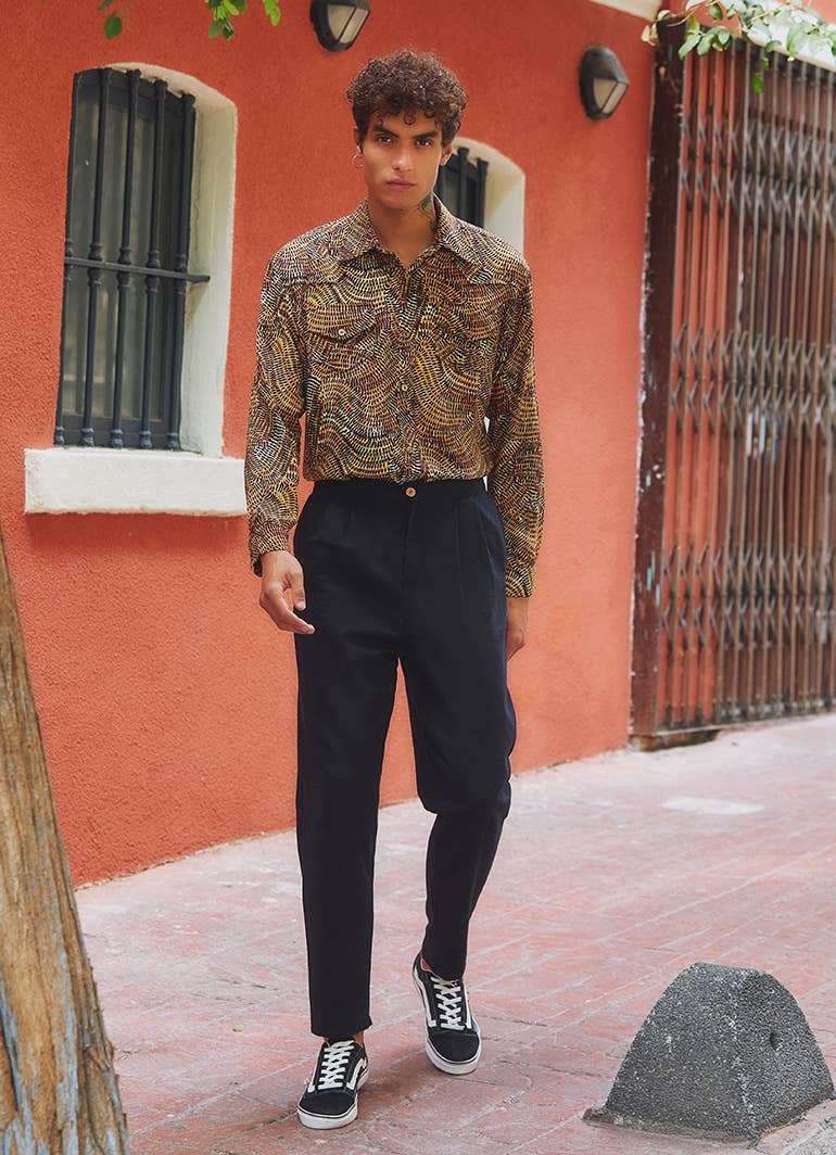 ✓ Boho Style High Waist Black Cotton Pants for Men  Sustanaible  Fashion【Wynwood Tribe】 – wynwoodtribe