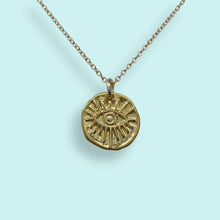 Load image into Gallery viewer, Gold Evil Eye Medallion Necklace: 18 Inch
