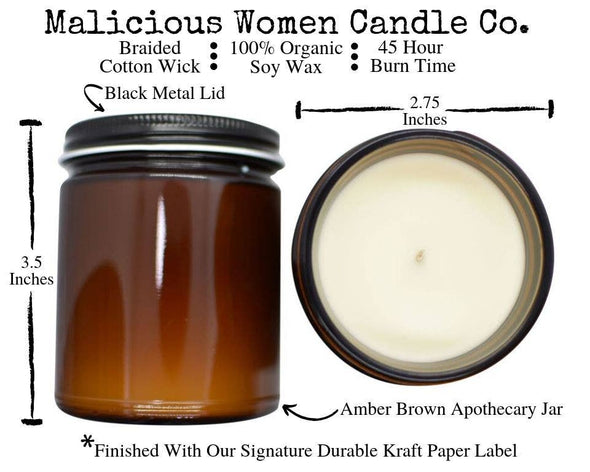 Malicious Women Candle Co - Funny Candle - All The Fucks: Oakmoss & Amber