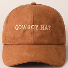Load image into Gallery viewer, Cowboy Hat Text Embroidery Suede Baseball Cap