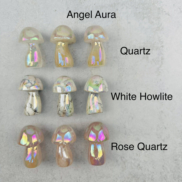 Rock Paradise - Gemstone Angel Aura Crystal Mushrooms - You Choose Stone: Angel Aura White Howlite