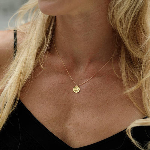 Gold Evil Eye Medallion Necklace: 18 Inch