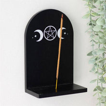 Load image into Gallery viewer, Black Triple Moon Incense Holder Shelf