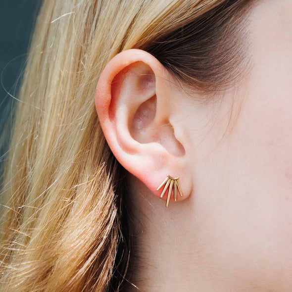 Five Spike Post Earrings 12x10mm: Bronze