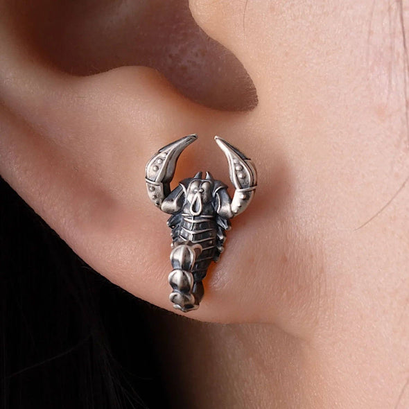 Scorpion Earrings: Oxidized Silver