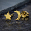 Star and Moon Stud Earrings 7x5mm: Recycled Sterling Silver