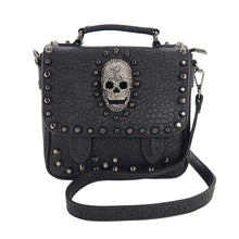 Load image into Gallery viewer, Small Metal Skull Satchel Bag in Vinyl