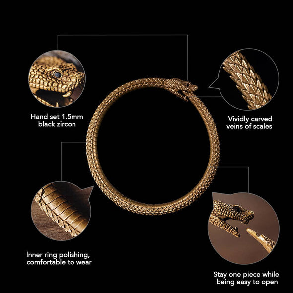 Ouroboros Bracelet: Brass / 2.5"