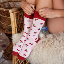 Load image into Gallery viewer, Socks that Support Self-Checks (Pink Cherries)