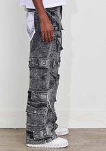 Load image into Gallery viewer, WASHED MULTI CARGO DENIM Y2K PANTS