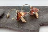 Piccadilly Pendants - Mushroom Statement Earrings, Hoop Earrings, Nature Jewelry: Gold / Pink & Yellow