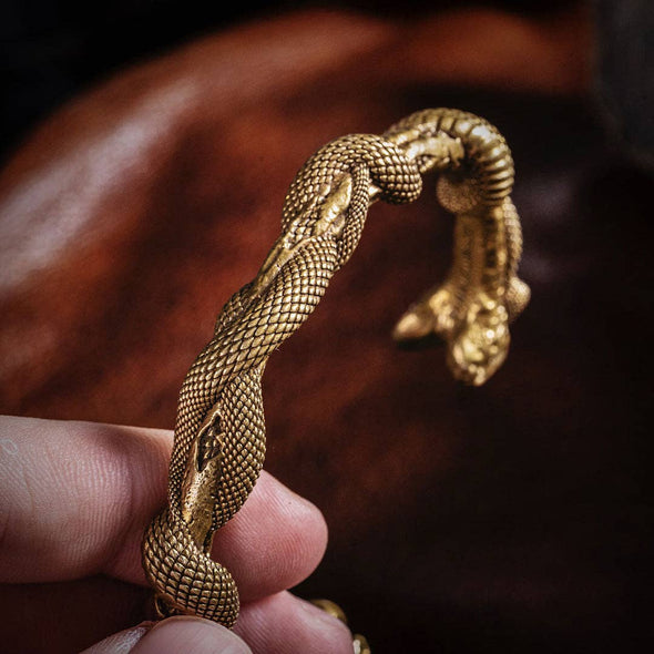 Snake Cuff Bracelet: Brass &  Silver / 7"