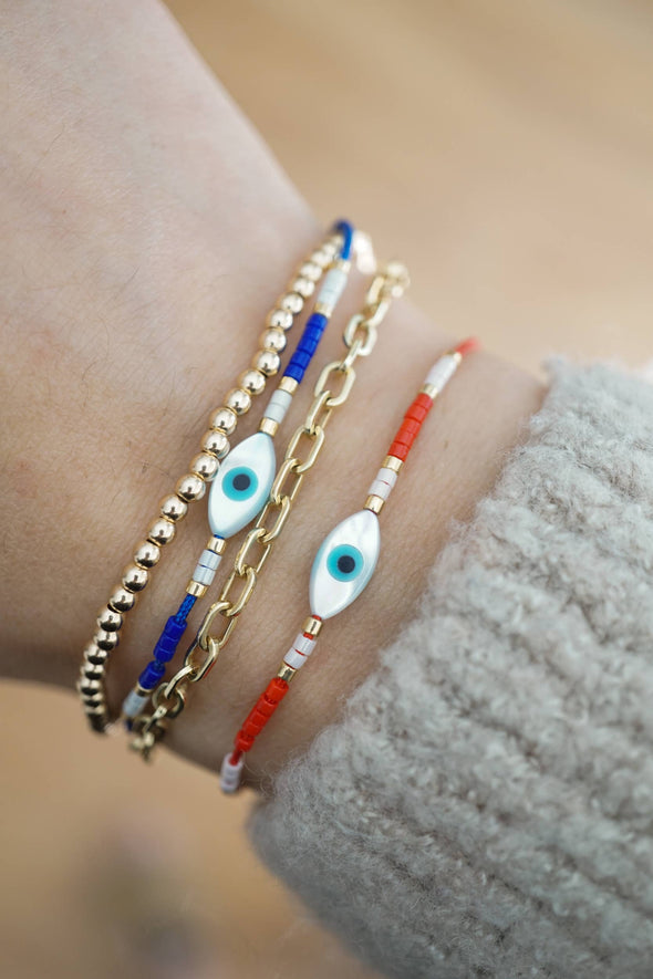 Evil Eye Cord Bracelet, Blue