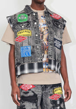 Load image into Gallery viewer, PATCHES CUT OFF PLAID DENIM VEST