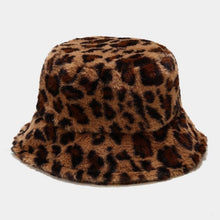Load image into Gallery viewer, Warm Fleece Leopard Print Bucket Hat: CREAMY
