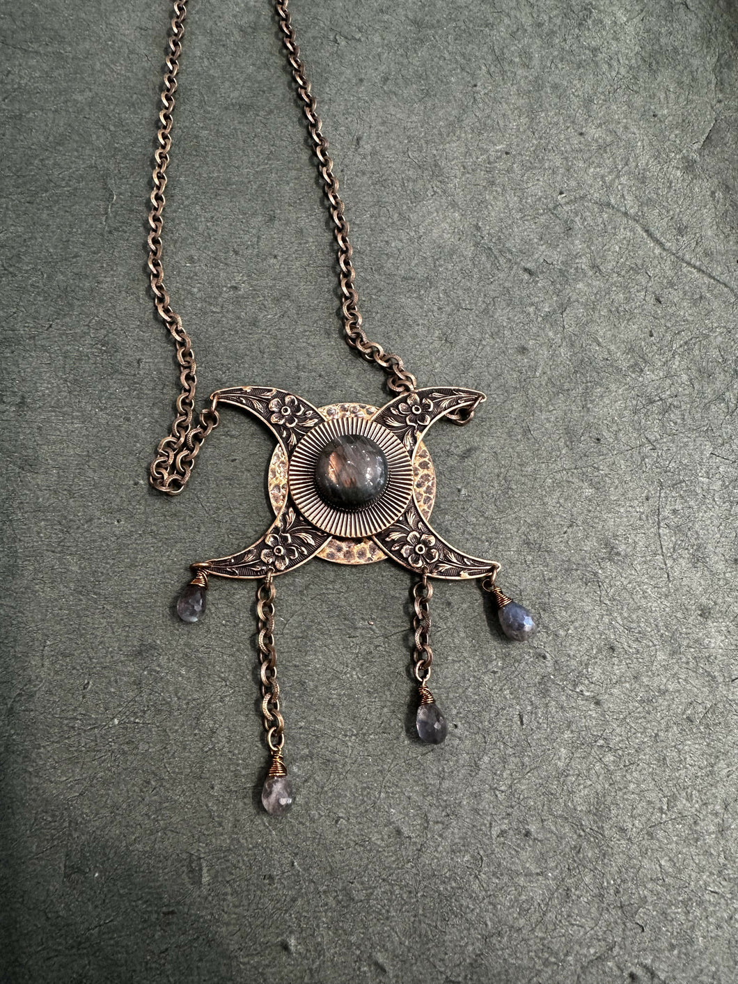 Triple Moon Goddess Necklace