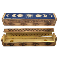 Load image into Gallery viewer, Wooden Incense Burner Box - Celestial Phases