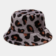 Load image into Gallery viewer, Warm Fleece Leopard Print Bucket Hat: ROSE RED