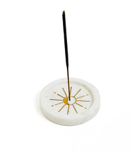 Load image into Gallery viewer, Indukala Round Moon Incense Holder - White Carved Marble