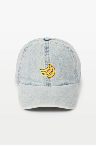 Banana Embroidery Denim Baseball Cap: Lt Blue