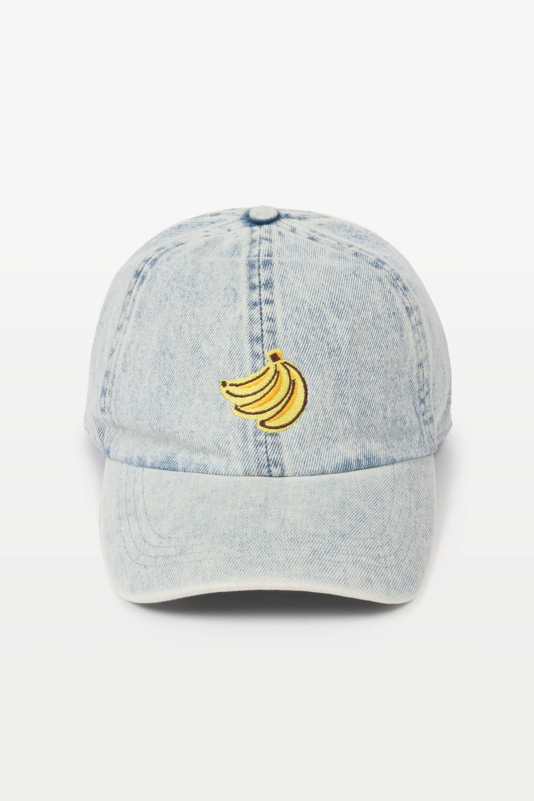 Banana Embroidery Denim Baseball Cap: Lt Blue