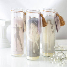 Load image into Gallery viewer, Aphrodite Goddess Tube Candle with Rose Quartz Crystals