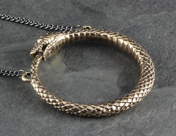 Ouroboros Necklace - Bronze: Gold plated chain / 18"
