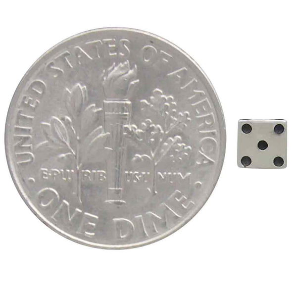 Sterling Silver Tiny Dice Stud Earrings 4x4mm