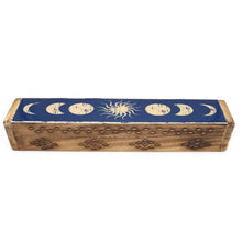 Load image into Gallery viewer, Wooden Incense Burner Box - Celestial Phases