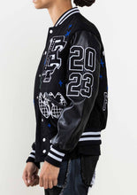 Load image into Gallery viewer, MONO BRIGHT FUTURE  VARSITY JACKET: BLACK