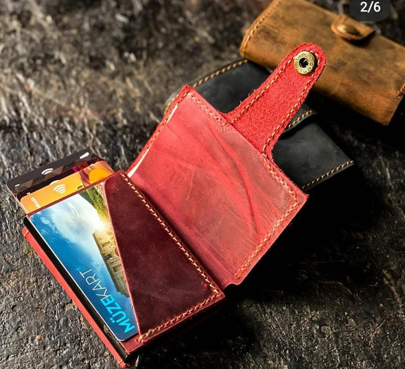 Real Leather Wallet-Card Holder-Hand Made: Black