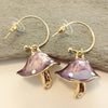 Piccadilly Pendants - Mushroom Statement Earrings, Hoop Earrings, Nature Jewelry: Gold / Pink & Yellow