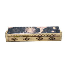 Load image into Gallery viewer, Wooden Incense Burner Box - Sun &amp; Moon (Pink)