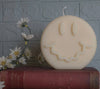 SMILEY FACE CANDLE | PILLAR: White and yellow