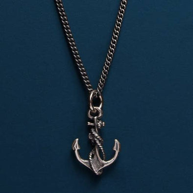 Anchor necklace in 925 oxidized sterling silver