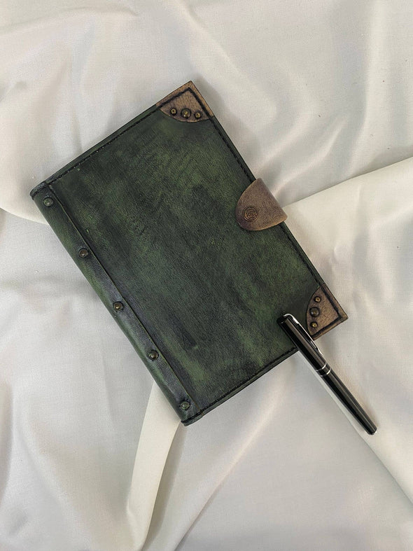 Green Leather Journal Cover wit Free Notebook Refillable