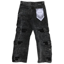Load image into Gallery viewer, WASHED MULTI CARGO DENIM Y2K PANTS