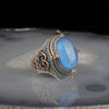 Blue Tourmaline Stone Ring Vintage Style Sterling Silver: 11 1/4 US