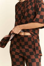 Load image into Gallery viewer, RIBBED CHECKERED PRINT TOP/STRAIGHT LEG PANTS SET