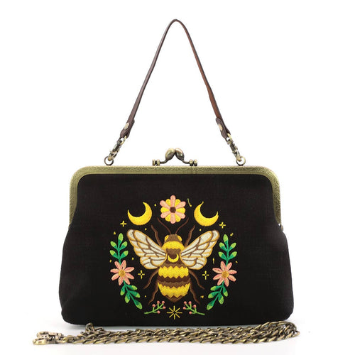 Bee Kisslock Bag: Black