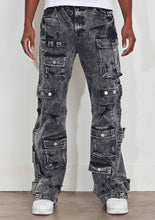 Load image into Gallery viewer, WASHED MULTI CARGO DENIM Y2K PANTS