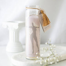 Load image into Gallery viewer, Athena Goddess Tube Candle with Clear Quartz Crystals