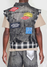 Load image into Gallery viewer, PATCHES CUT OFF PLAID DENIM VEST