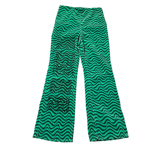 Upcycled green squiggle pants