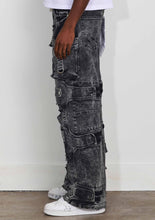 Load image into Gallery viewer, WASHED MULTI CARGO DENIM Y2K PANTS