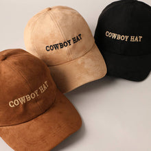 Load image into Gallery viewer, Cowboy Hat Text Embroidery Suede Baseball Cap