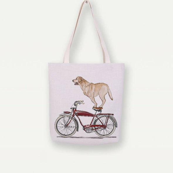 Study Room - Dog On Bicycle 4 Canvas Tote Bag, Handbag
