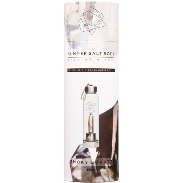 Glass Water Bottle 550ml - Smoky Quartz Crystal Elixir