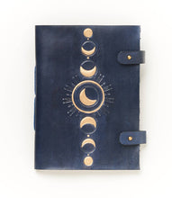 Load image into Gallery viewer, Indukala Moon Phase 5x7 Leather Journal - Refillable Paper