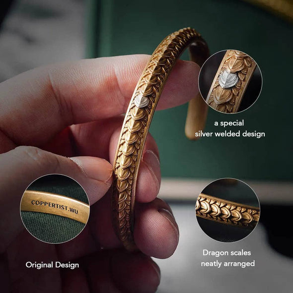 Coppertist.wu - Dragon Scale Bracelet: Brass / 7"